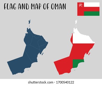 
Flag and Map of Oman