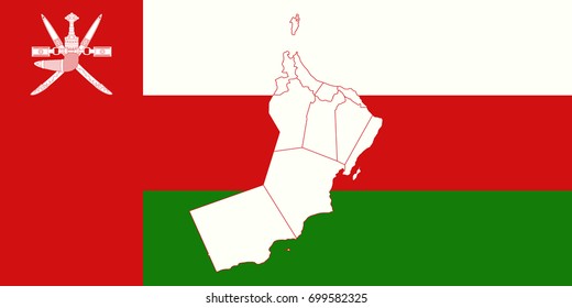 Flag and map of Oman