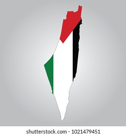 Flag  Map Of Palestine