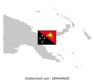 Bandera y mapa de Papúa Nueva Guinea