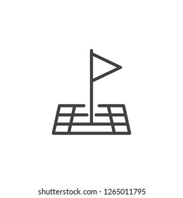 Flag map pin position outline icon. linear style sign for mobile concept and web design. Gps destination point simple line vector icon. Symbol, logo illustration. Pixel perfect vector graphics