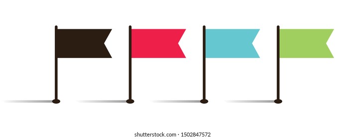 Flag Map Pointer Location Different Colors Vector Design