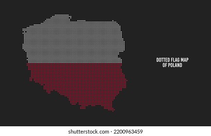 Flag Map of Poland Halftone Dot Style