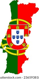 Flag Map of Portugal with No Outline