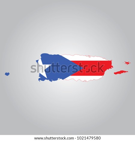 Flag  Map of Puerto Rico