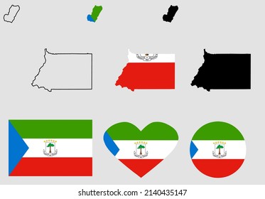 flag map Republic of Equatorial Guinea icon set