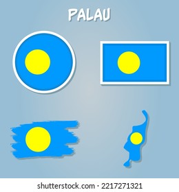 Flag and map of the Republic of Palau with the Palauan country banner.