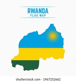 Flag Map of Rwanda. Rwanda Flag Map