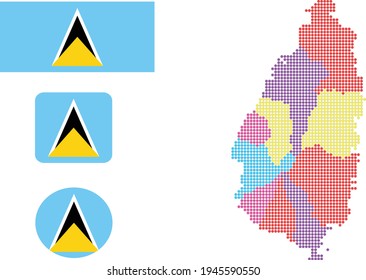 flag map Map and flag of Saint Lucia