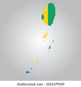 Flag  Map of Saint Vincent and the Grenadines