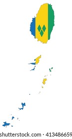 Flag map of Saint Vincent and the Grenadines