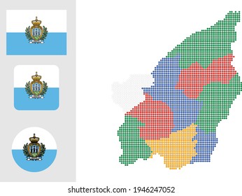 flag map Map and flag of sanmarino