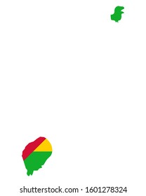 Flag in map of Sao Tome and Principe