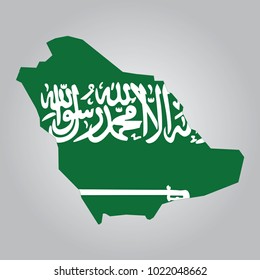 Flag Map of Saudi Arabia.