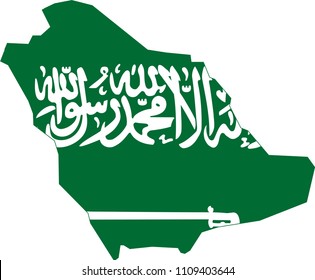 Flag map of Saudi Arabia