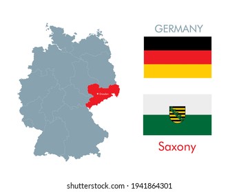 flag and map of Saxony vector illustration