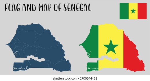 
Flag and Map of Senegal