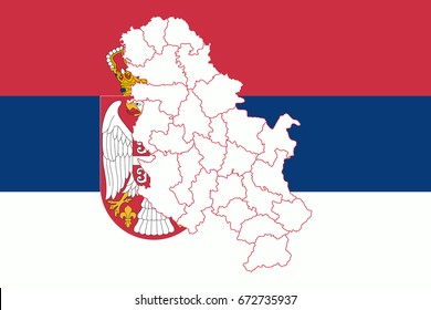 Flag and map of Serbia