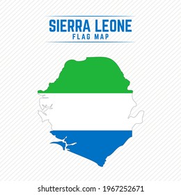 Flag Map of Sierra Leone. Sierra Leone Flag Map