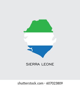 Flag in map of Sierra Leone on gray background.