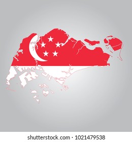 Detailed Illustration Map Singapore Flag Eps10 Stock Vector (Royalty ...