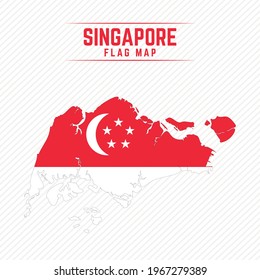 Flag Map Of Singapore. Singapore Flag Map