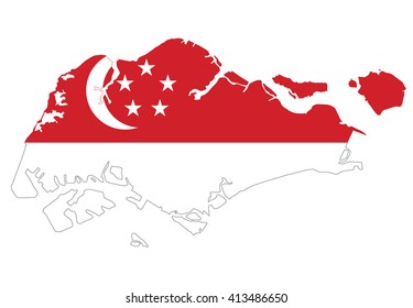 Flag Map Singapore Stock Vector (Royalty Free) 413486650 | Shutterstock