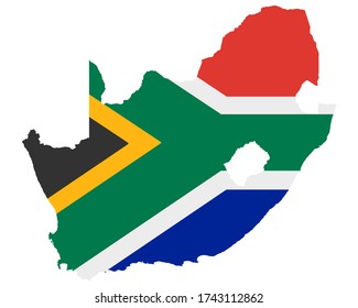 Flag in map of South Africa