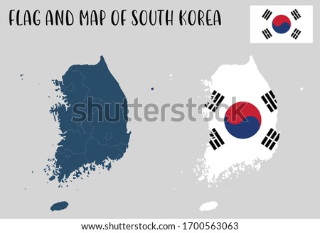 Flag and Map of South Korea