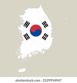 Flag Map of south korea. vector illustration