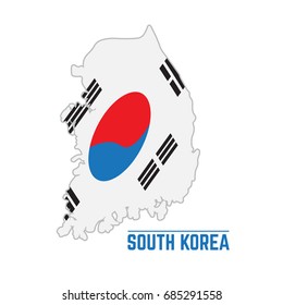 Flag and map of South Korea, Vector illustration