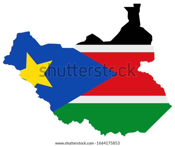 南スーダンの地図の国旗 のベクター画像素材 ロイヤリティフリー