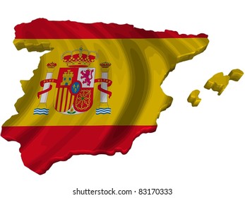 Flag and map of Spain