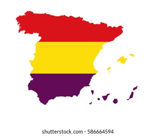 Flag map of Spain with Second Spanish Republic