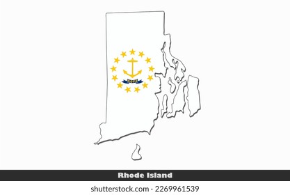Flag Map State of Rhode Island