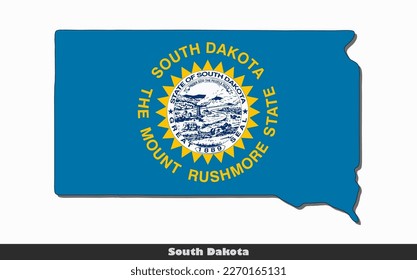 Estado del mapa de la bandera de Dakota del Sur