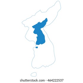 flag map of Stub of Korean Peninsula