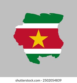 Mapa de bandera de Surinam. Ilustración vectorial
