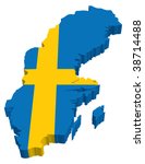 Flag Map of Sweden
