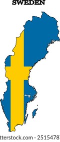 Mapa da bandeira da Suécia. Imprimir em camiseta, xícara, etc. 