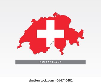 Flag in map of Switzerland on light gray background