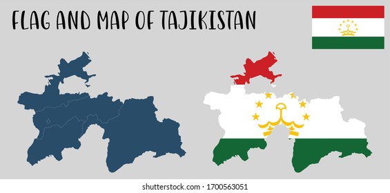 Flag and Map of Tajikistan