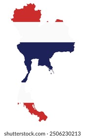 Flaggenkarte von Thailand, Vektorgrafik