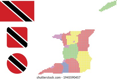 flag map Map and flag of Trinidad and Tobago