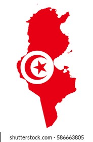 Flag map of Tunisia