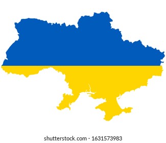 Flag in map of the Ukraine