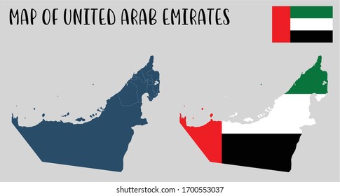 
Flag and Map of United Arab Emirates UAE