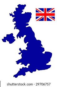 flag and map of United Kingdom