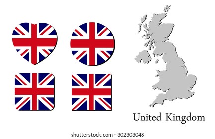 flag and map of united kingdom, vector illustration, graphic design, flag united kingdom, map united kingdom