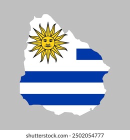 flag map of Uruguay. Vector Illustration